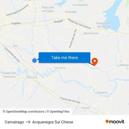 Camairago to Acquanegra Sul Chiese map