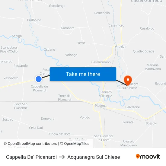 Cappella De' Picenardi to Acquanegra Sul Chiese map