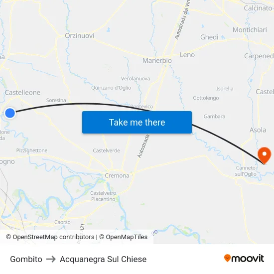 Gombito to Acquanegra sul Chiese map