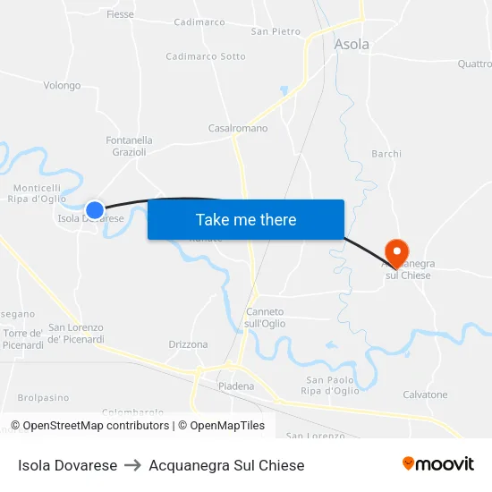 Isola Dovarese to Acquanegra Sul Chiese map
