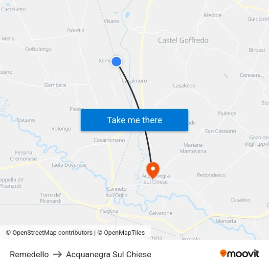 Remedello to Acquanegra sul Chiese map