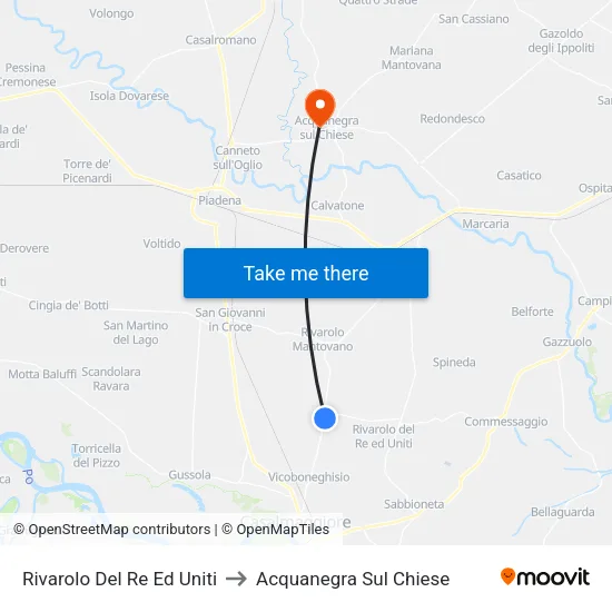 Rivarolo del Re ed Uniti to Acquanegra sul Chiese map