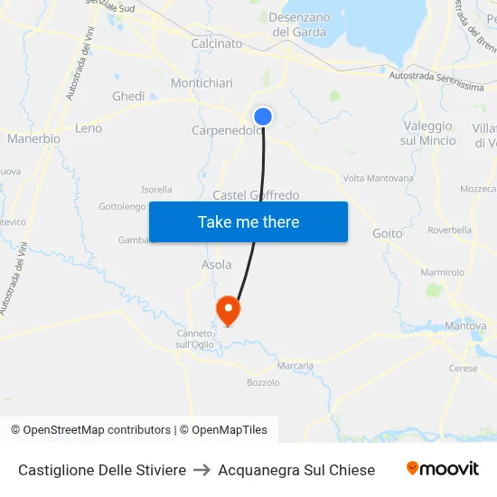 Castiglione Delle Stiviere to Acquanegra Sul Chiese map