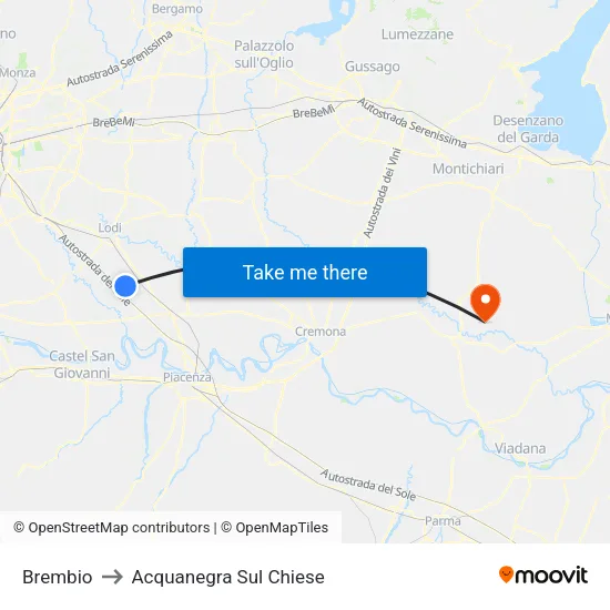 Brembio to Acquanegra Sul Chiese map