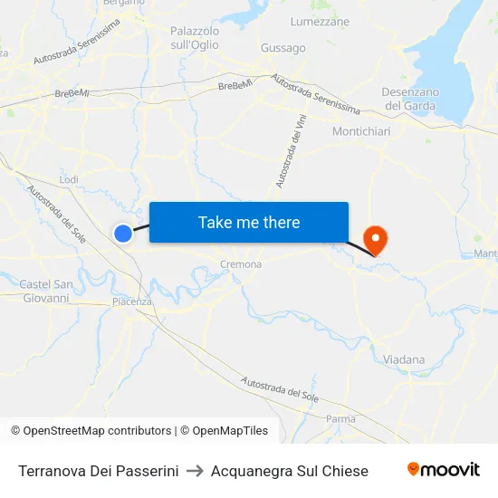 Terranova Dei Passerini to Acquanegra Sul Chiese map