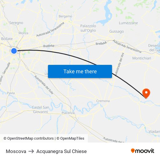 Moscova to Acquanegra Sul Chiese map