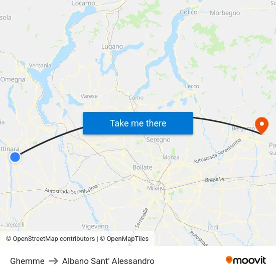 Ghemme to Albano Sant' Alessandro map