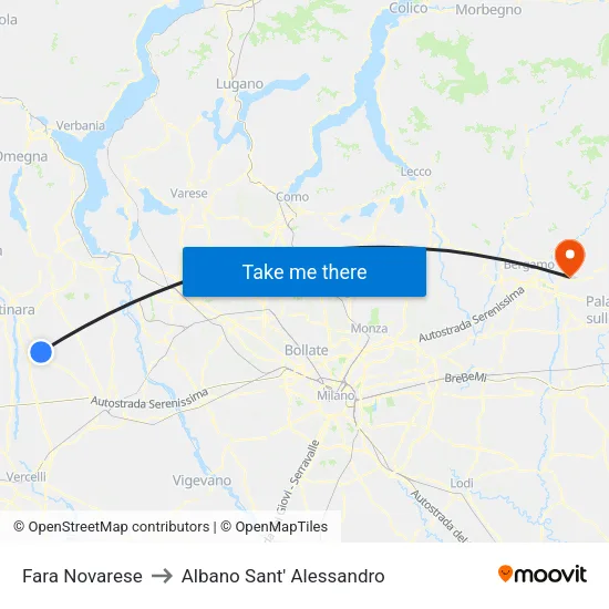 Fara Novarese to Albano Sant' Alessandro map