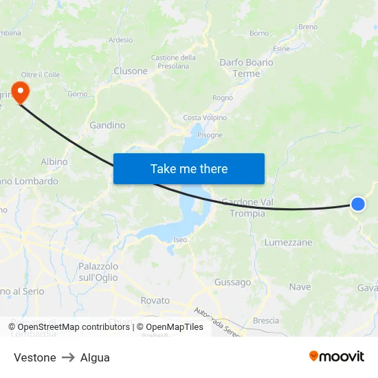 Vestone to Algua map
