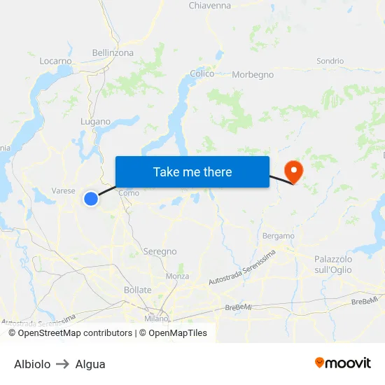 Albiolo to Algua map
