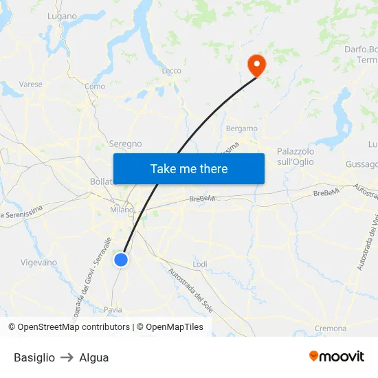 Basiglio to Algua map