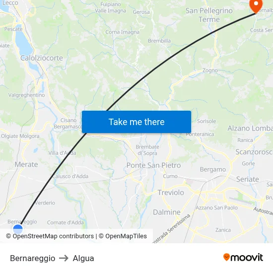 Bernareggio to Algua map
