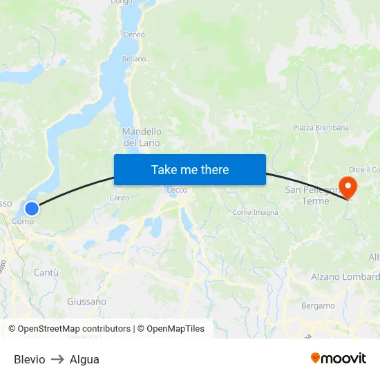 Blevio to Algua map