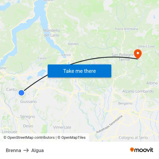 Brenna to Algua map