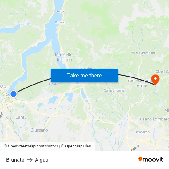 Brunate to Algua map