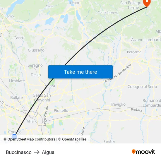 Buccinasco to Algua map
