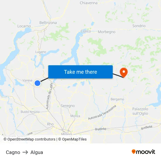 Cagno to Algua map