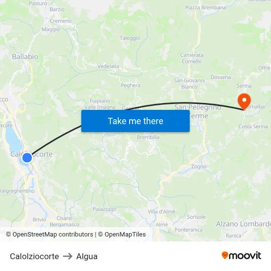 Calolziocorte to Algua map