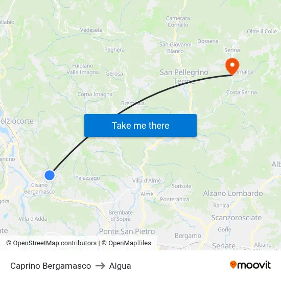 Caprino Bergamasco to Algua map