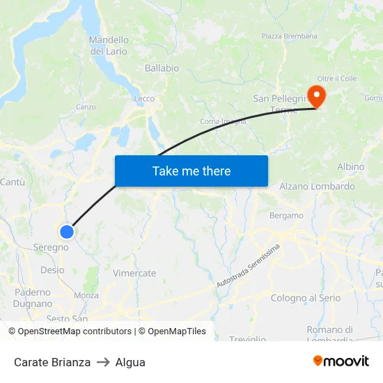 Carate Brianza to Algua map
