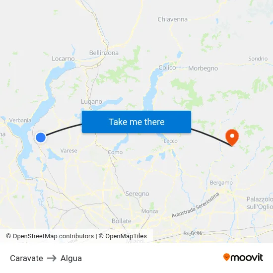Caravate to Algua map