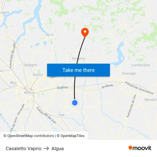 Casaletto Vaprio to Algua map