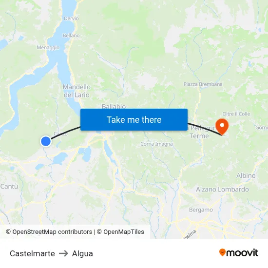 Castelmarte to Algua map