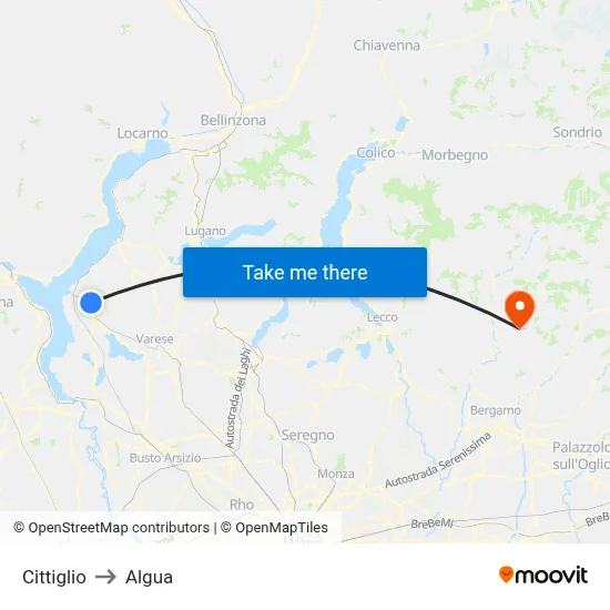 Cittiglio to Algua map