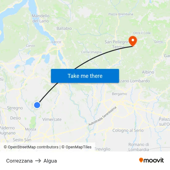 Correzzana to Algua map