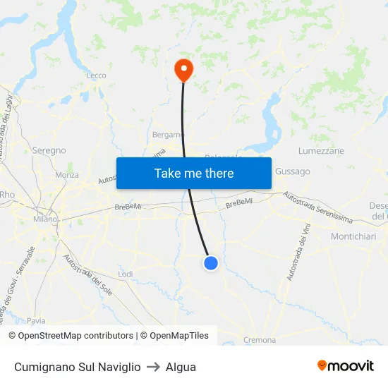 Cumignano Sul Naviglio to Algua map