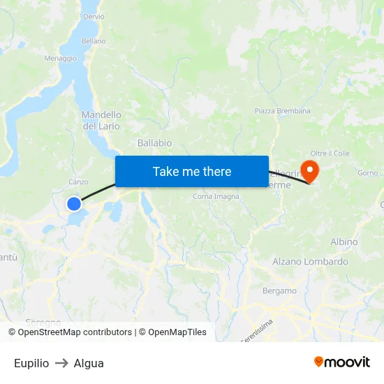 Eupilio to Algua map
