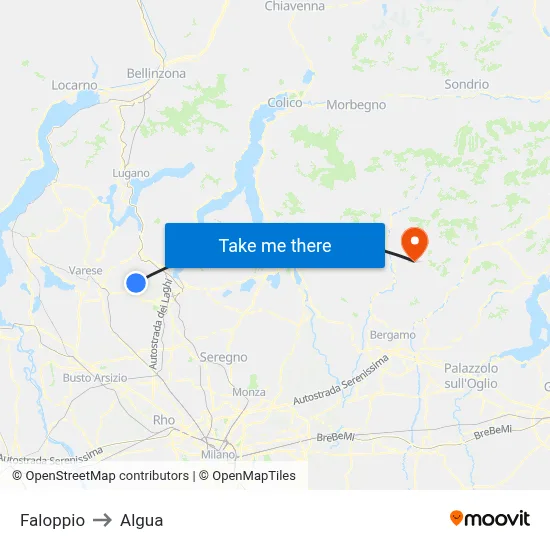 Faloppio to Algua map