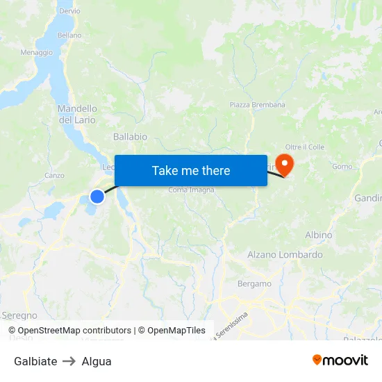 Galbiate to Algua map