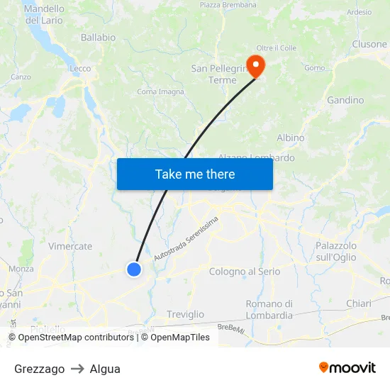 Grezzago to Algua map