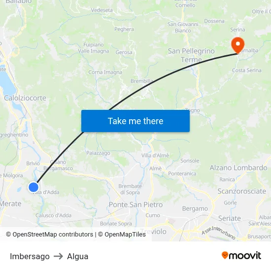 Imbersago to Algua map