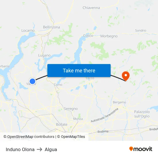 Induno Olona to Algua map