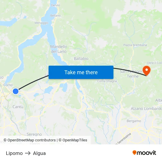 Lipomo to Algua map