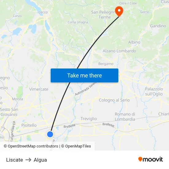 Liscate to Algua map