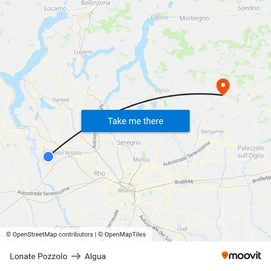 Lonate Pozzolo to Algua map