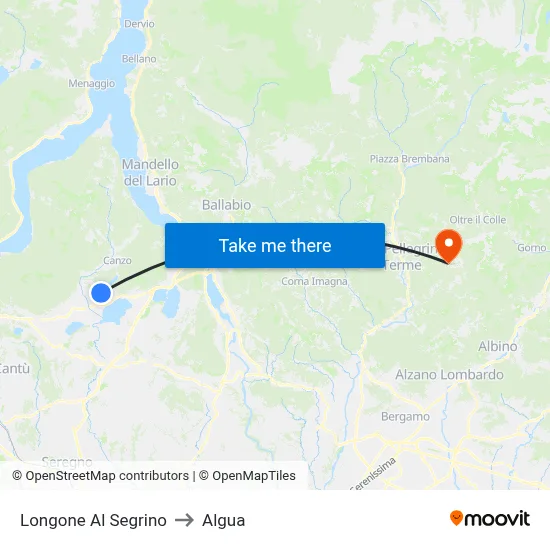 Longone Al Segrino to Algua map