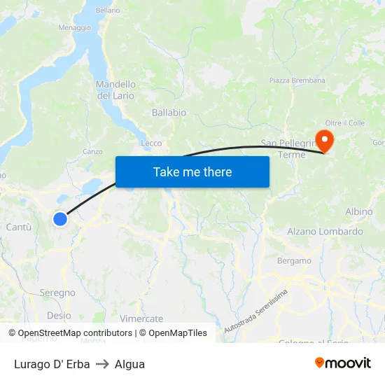 Lurago d'Erba to Algua map