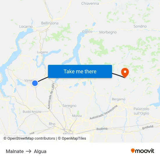 Malnate to Algua map