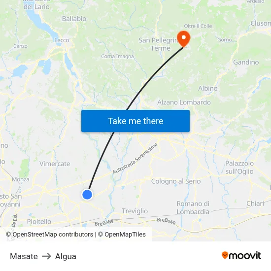 Masate to Algua map