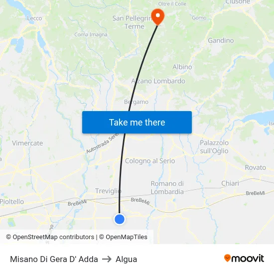 Misano di Gera d'Adda to Algua map