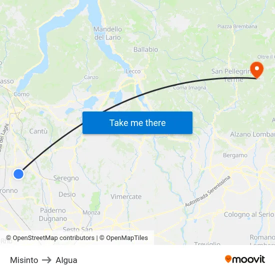 Misinto to Algua map