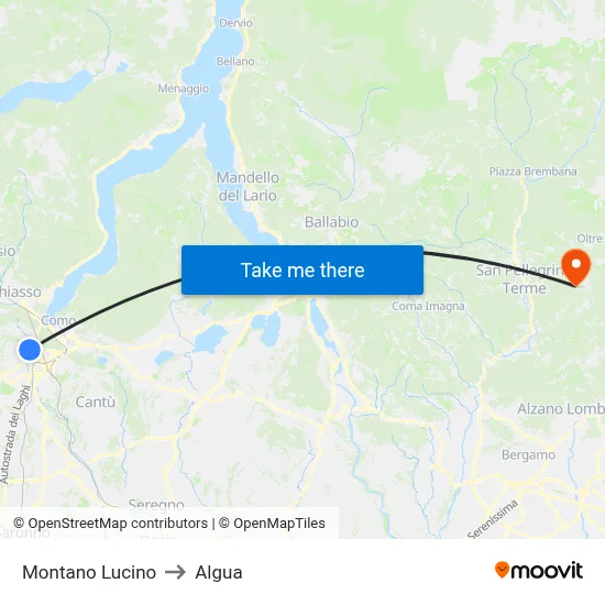 Montano Lucino to Algua map