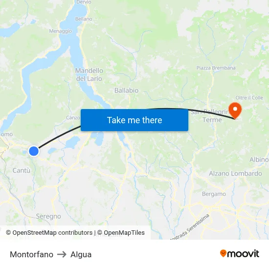 Montorfano to Algua map