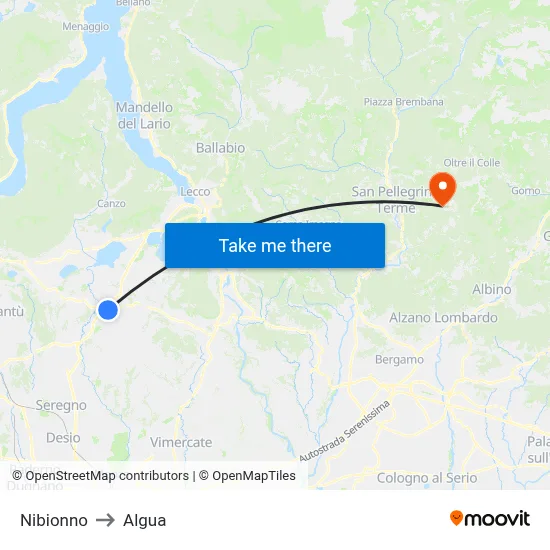 Nibionno to Algua map