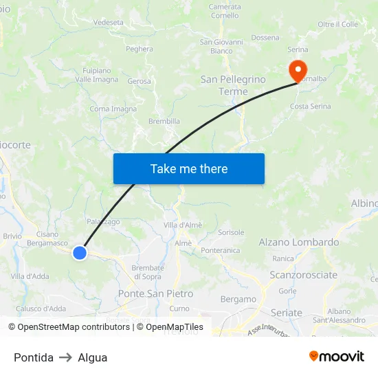 Pontida to Algua map