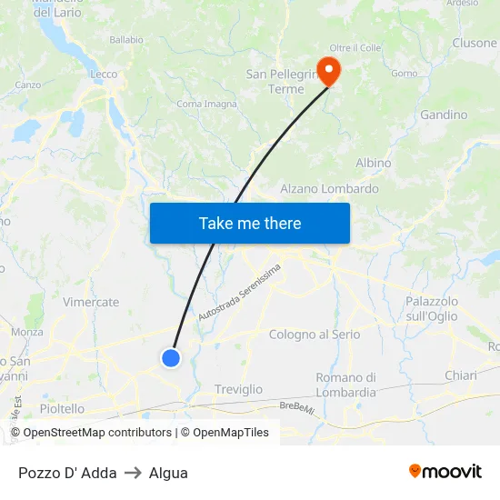 Pozzo D' Adda to Algua map